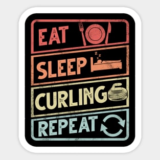 Eat sleep curling repeat Retro curling  curler winter ice Sports curling Sticker
